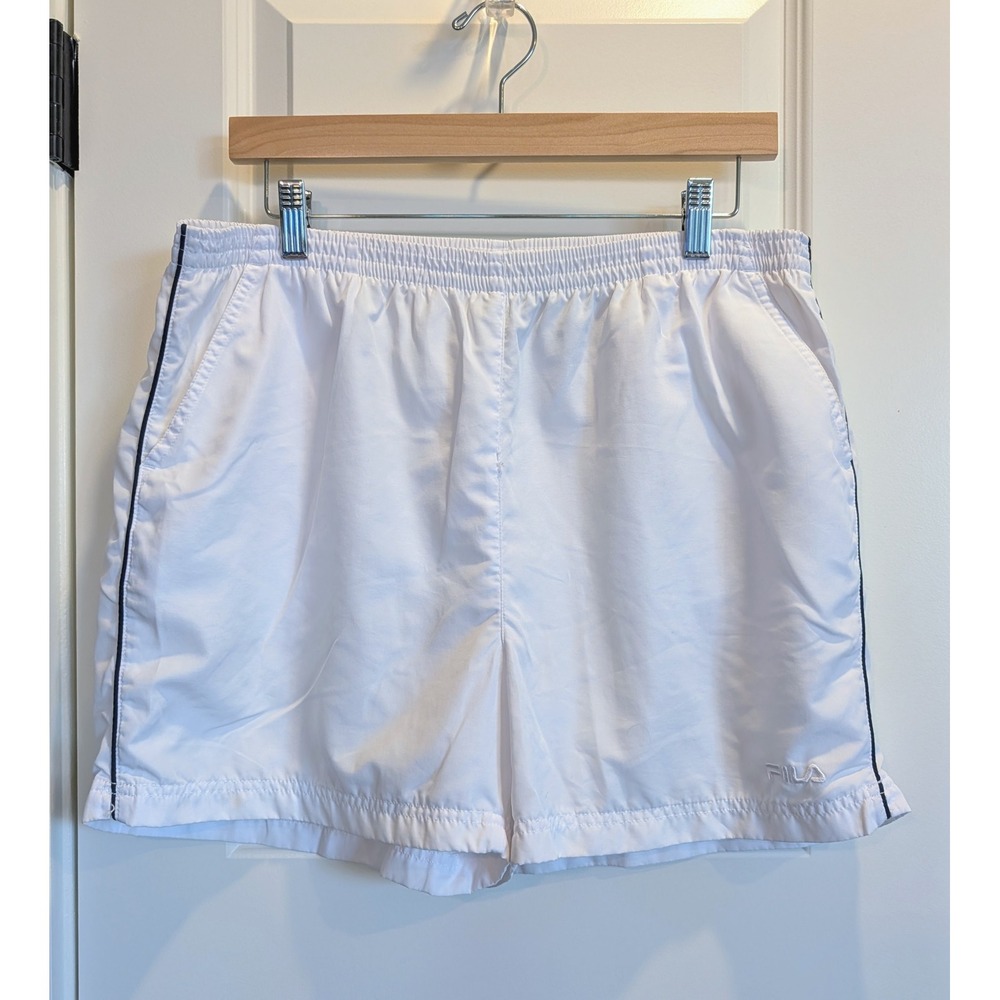 Fila Side Stripe White Athletic Shorts
